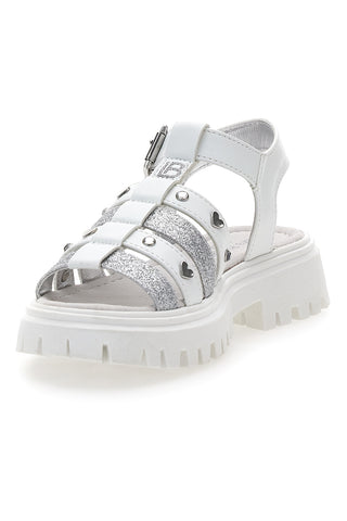 Weiße Sandalen mit Nieten und dicker Sohle Laura Biagiotti 90219488