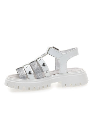 Weiße Sandalen mit Nieten und dicker Sohle Laura Biagiotti 90219488