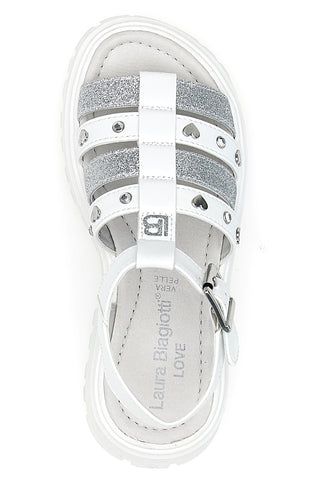 Weiße Sandalen mit Nieten und dicker Sohle Laura Biagiotti 90219488