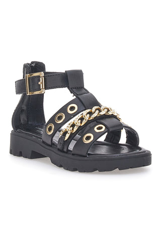 Schwarze Sandalen mit Nietenkette Laura Biagiotti AG1728616311