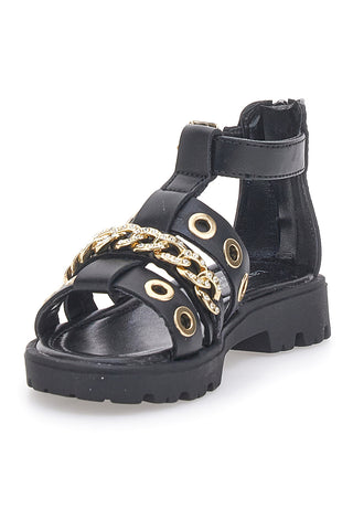 Schwarze Sandalen mit Nietenkette Laura Biagiotti AG1728616311