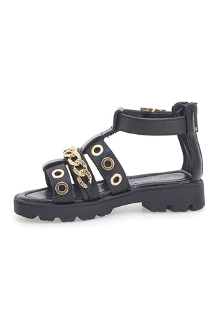Schwarze Sandalen mit Nietenkette Laura Biagiotti AG1728616311