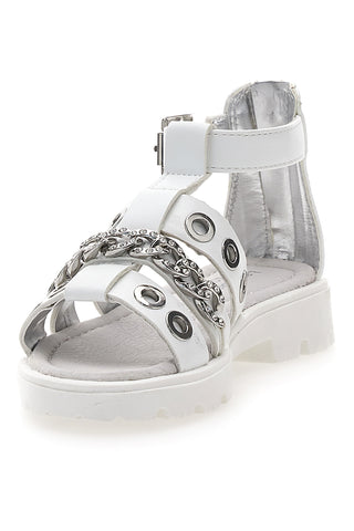 Sandali bianchi con strass e borchie silver Laura Biagiotti AG1728616312