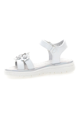 Weiße Sandalen mit aufgesetzten Blumen und Glitzer Laura Biagiotti 96109489