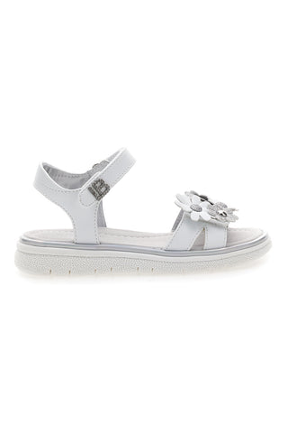 Weiße und silberne Sandalen mit Blumenapplikationen Laura Biagiotti 96109489