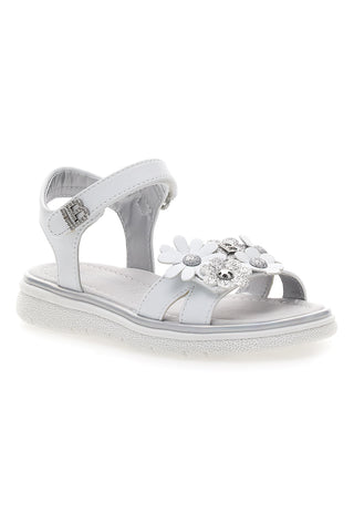 Weiße und silberne Sandalen mit Blumenapplikationen Laura Biagiotti 96109489