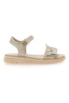 Goldene Sandalen mit dekorativer Blume und Klettverschluss LAURA BIAGIOTTI 96129493