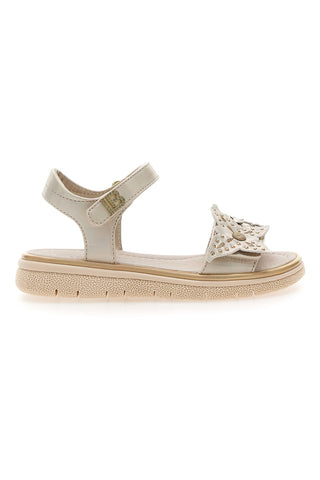 Goldene Sandalen mit dekorativer Blume und Klettverschluss LAURA BIAGIOTTI 96129493