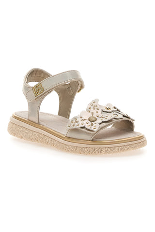 Goldene Sandalen mit dekorativer Blume und Klettverschluss LAURA BIAGIOTTI 96129493