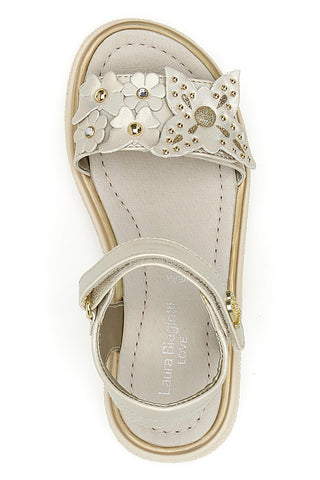 Goldene Sandalen mit dekorativer Blume und Klettverschluss LAURA BIAGIOTTI 96129493