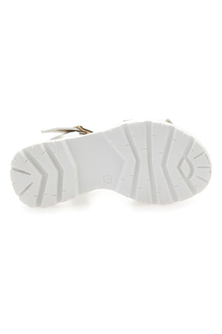 Weiße Sandalen mit goldenen Nieten und Juwelenlogo Laura Biagiotti G1728316313