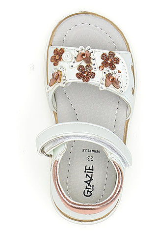 Sandali Bianchi e Rosa Con Strappo in Velcro Grazie 200C355