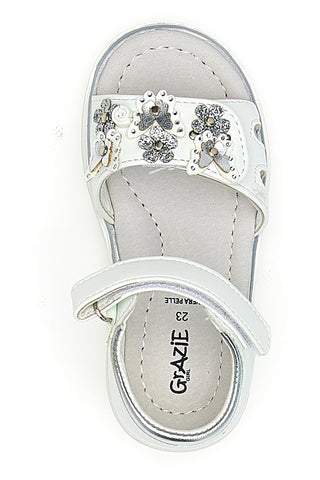 Sandali Bianchi Con Strappo in Velcro Grazie 200C355