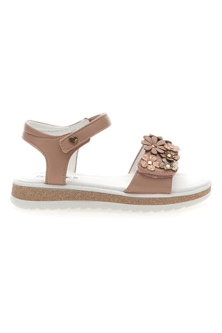Rosa Sandalen mit Blumen und Klettverschluss GRAZIE GIRL 283348