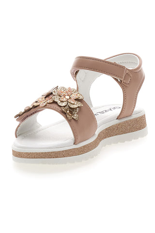 Rosa Sandalen mit Blumen und Klettverschluss GRAZIE GIRL 283348