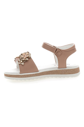 Rosa Sandalen mit Blumen und Klettverschluss GRAZIE GIRL 283348