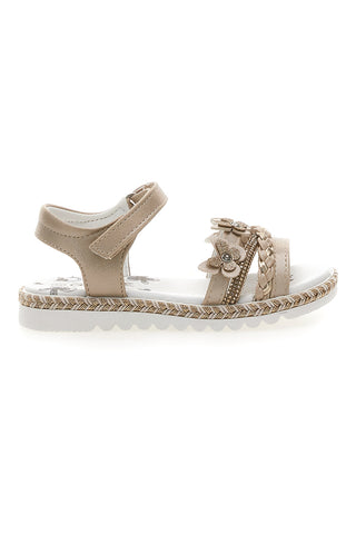 Sandali Platino Con Strappo in Velcro Grazie 15022