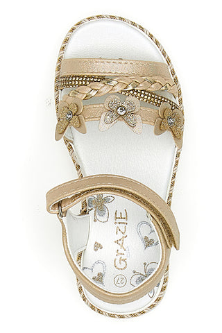 Sandali Platino Con Strappo in Velcro Grazie 15022