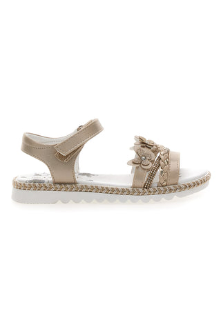 Sandali Platino Con Strappo in Velcro Grazie 15022