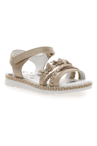 Sandali Platino Con Strappo in Velcro Grazie 15022