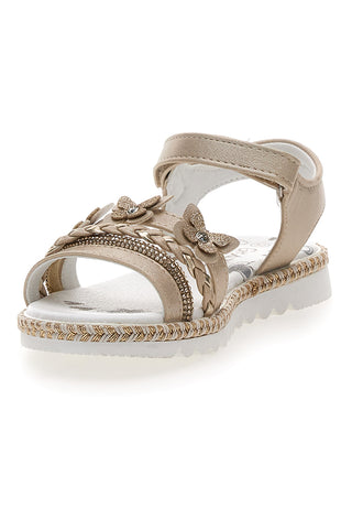 Sandali Platino Con Strappo in Velcro Grazie 15022