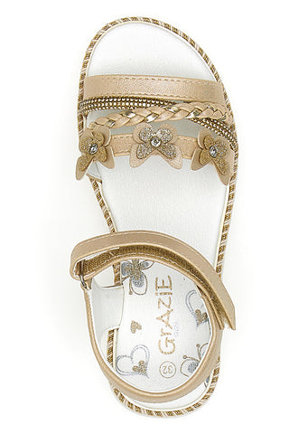 Sandali Platino Con Strappo in Velcro Grazie 15022