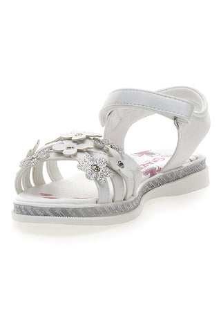 Sandali Bianchi con Applicazioni Floreali Grazie 14339