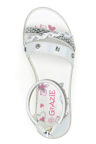 Sandali Bianchi Con Cerniera Posteriore Grazie 14322