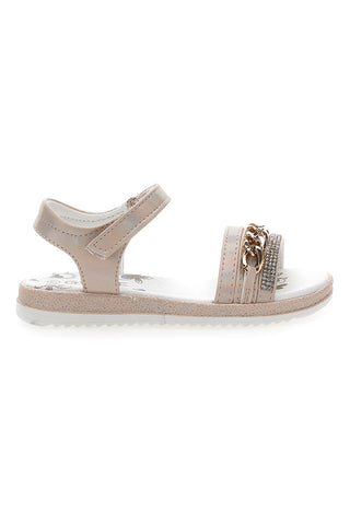 Beige Sandalen mit dekorativer Kette und Klettverschluss GRAZIE GIRL 14320
