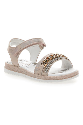 Beige Sandalen mit dekorativer Kette und Klettverschluss GRAZIE GIRL 14320