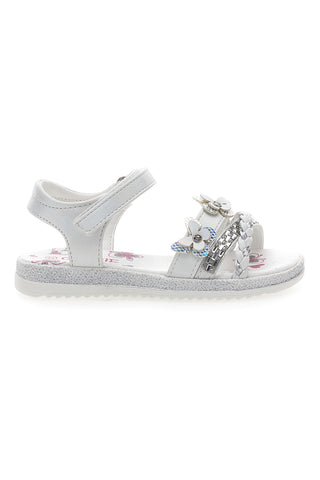 Weiße Sandalen mit dekorativen Schmetterlingen und Klettverschluss GRAZIE GIRL 14330