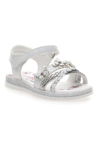 Weiße Sandalen mit dekorativen Schmetterlingen und Klettverschluss GRAZIE GIRL 14330