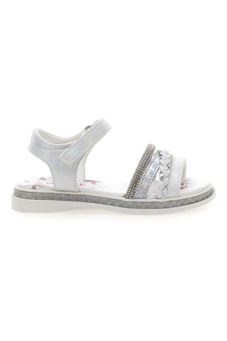 Weiße und silberne Klettsandalen GRAZIE GIRL 14342