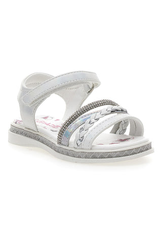 Weiße und silberne Klettsandalen GRAZIE GIRL 14342