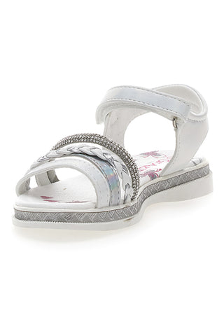Weiße und silberne Klettsandalen GRAZIE GIRL 14342