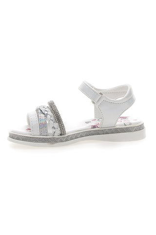 Sandali Bianchi e Argento con Velcro GRAZIE GIRL 14342
