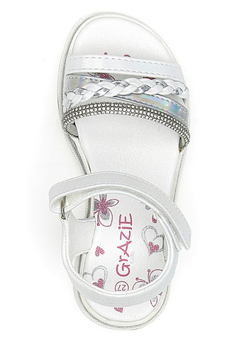 Sandali Bianchi e Argento con Velcro GRAZIE GIRL 14342