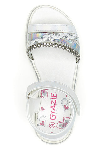 Sandali Bianchi Con Dettagli Argentati Grazie 14342