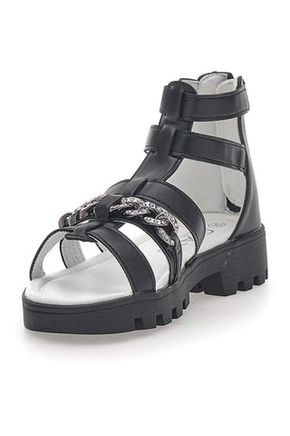 Schwarze Sandalen mit Reißverschluss Danke 14355