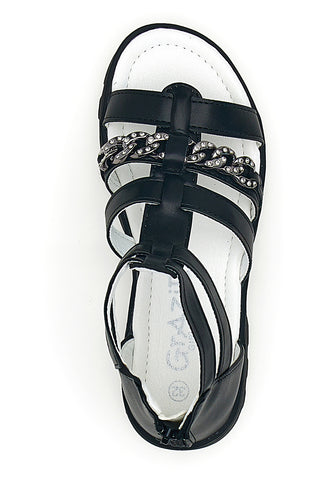 Schwarze Sandalen mit Reißverschluss Danke 14355