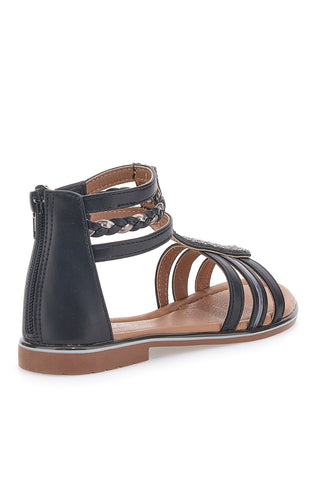 Schwarze Bandeau-Sandalen mit Reißverschluss hinten GRAZIE GIRL 15029