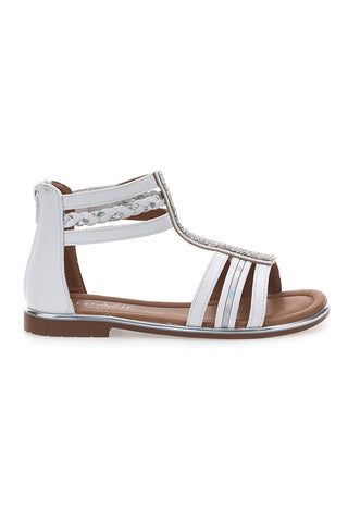 Weiße Bandeau-Sandalen mit Reißverschluss hinten GRAZIE GIRL 15029