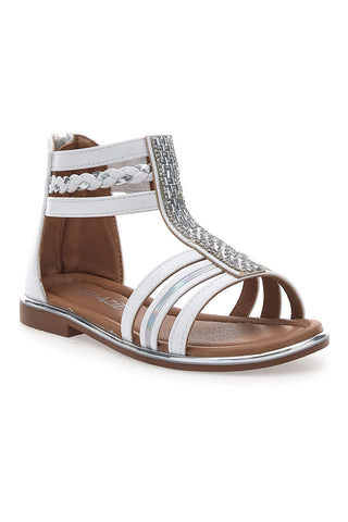Weiße Bandeau-Sandalen mit Reißverschluss hinten GRAZIE GIRL 15029