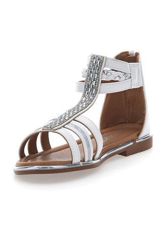 Weiße Bandeau-Sandalen mit Reißverschluss hinten GRAZIE GIRL 15029