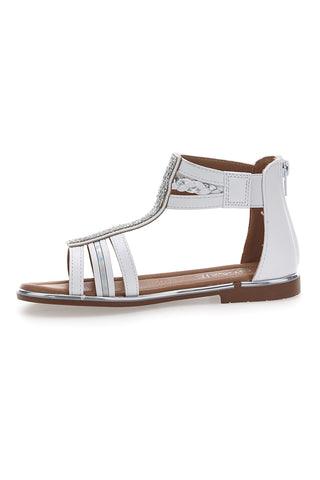 Weiße Bandeau-Sandalen mit Reißverschluss hinten GRAZIE GIRL 15029