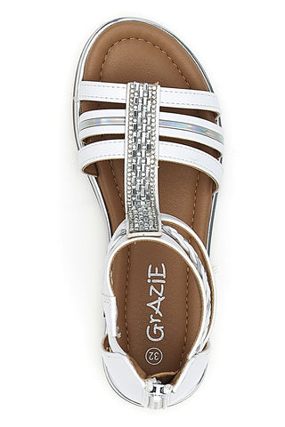 Weiße Bandeau-Sandalen mit Reißverschluss hinten GRAZIE GIRL 15029