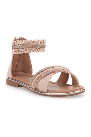 Rosa Sandalen mit Fesselriemchen und Strass GRAZIE GIRL 15023