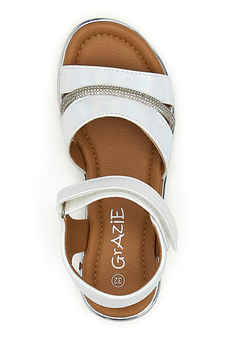 Sandali Bianchi Con Strappo in Velcro Grazie 15025