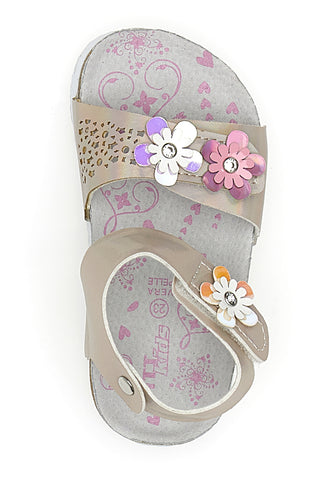 Beige Sandalen mit Blumen PITT KIDS 14330