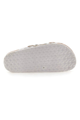 Pitt Kids 14501 Hausschuhe mit Glitzer und Doppelschnalle, weiß